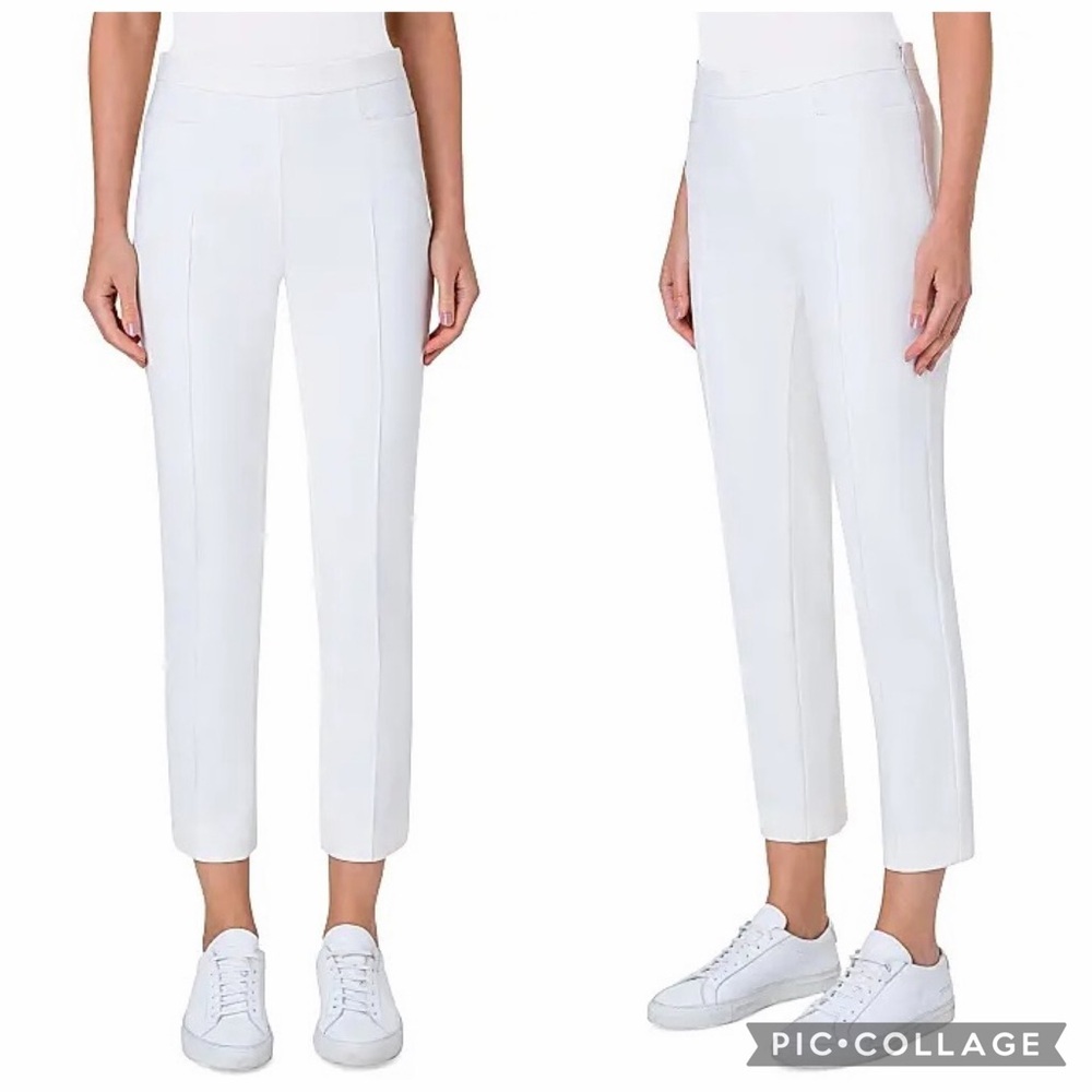Akris Punto Franca Cotton Pants Nautical Coastal Straight Leg Ankle Size 16